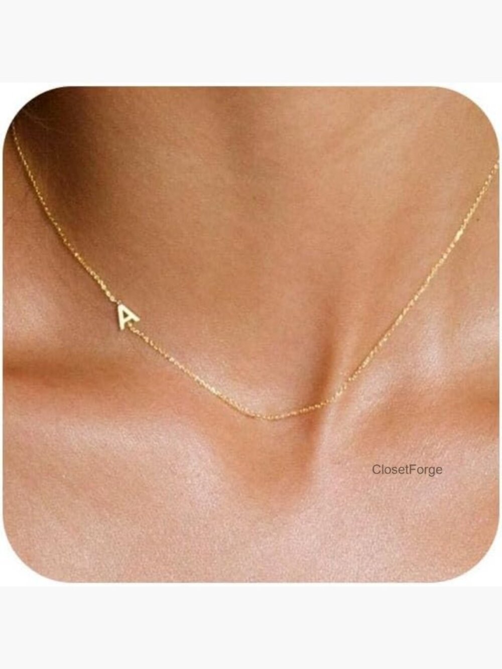Dainty 14k Gold Plated Initial Choker Necklace - Letter Pendant
